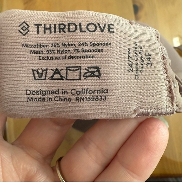 ThirdLove Classic Contour Mesh Plunge Bra 34F - Picture 6 of 8